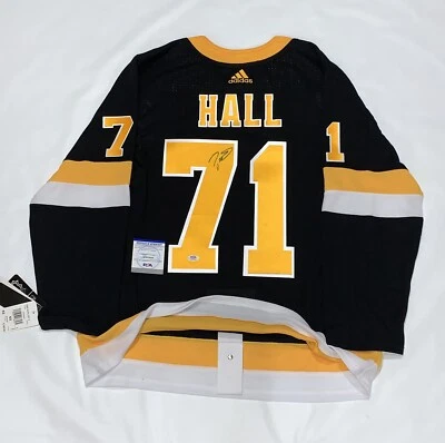 TAYLOR HALL SIGNED ADIDAS CLIMALITE BOSTON BRUINS ALTERNATE JERSEY PSA COA - Image 1 of 3