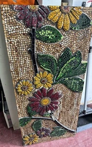 vintage Mosaic Floral Large Pier 1 Wall Hanging Art must see!! - Picture 1 of 9