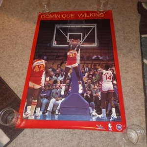 Vintage 80’s Dominique Wilkins Dunk Atlanta Hawks Starline Poster 34 X 22 - Picture 1 of 14