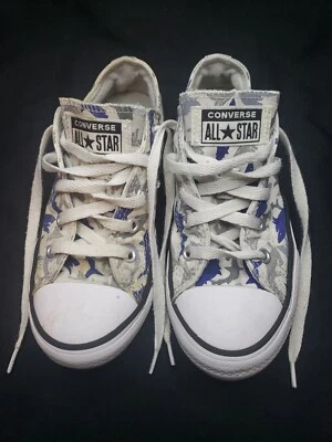 Zapatillas Converse All Star con estampado de tiburón para niños talla 1 azul/gris/blanco. Foto 1 de 4