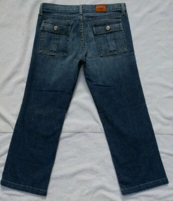 Pantalones de mezclilla para mujer DAVID KAHN bajos rectos azules bolsillos con solapa etiqueta 28 medidas 31x25 Foto 1 de 4