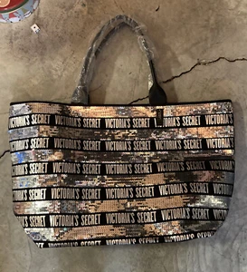 Victoria Secret Tote Weekender Bag Lg Sequin Sequins Sparkly Shiny Large Big - Picture 1 of 2
