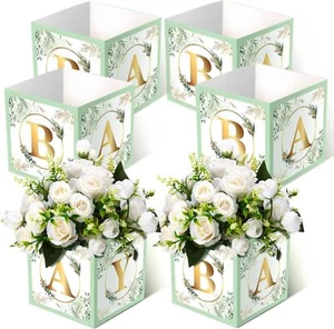6 Pcs Baby Shower Party Decorations Baby Flower Boxes Centerpiece Rustic Table D - Picture 1 of 3