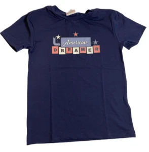 T-shirt rocker taglia 2 KIDS ~ AMERICAN DREAMER ~ USA 4 luglio americana BLU NAVY - Foto 1 di 3