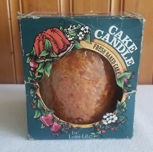 Vintage Lumi-Lite Candle 4" Frosted Pillar Fresh Cake Scented NEW In Wrong Box! - Picture 1 of 5