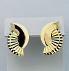 Vintage 1980-90S Gold Tone Deco Style Pierced Earring