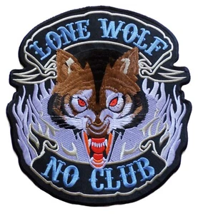 Ecusson patche dorsal dos grande taille lone wolf no club patch DIY grand - Imagen 1 de 2