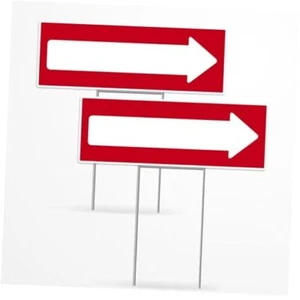 2PC Directional Sign with Stakes, 17 Inches by 6 Inches - Double Sided Arrow - Picture 1 of 7