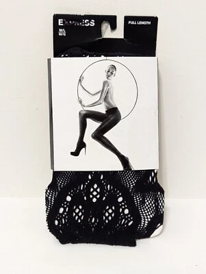Pantimedias Express para mujer de punto negro con red de longitud completa talla M/L Foto 1 de 4