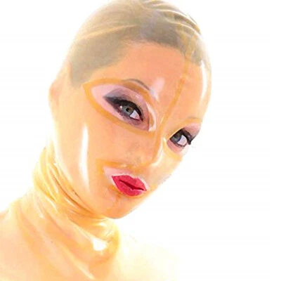 Transparent Latex Hood Back Zipper Beautiful Girl Rubber Mask Open Eyes Mouth - Image 1 of 2