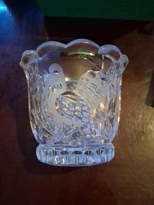 Vintage Hofbauer Byrdes 3.5 Candle Holder Germany Lead Crystal Bird Clear Scallo - Picture 1 of 12