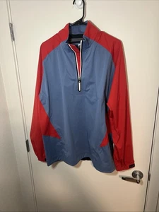 Footjoy Jacket Mens Large Slate Red Hydroknit 1/2 Zip Golf Windbreaker Pullover - Picture 1 of 8