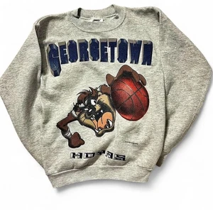 Vintage 1996 Georgetown Hoyas x Looney Tunes Taz Sweatshirt – Youth Medium - Picture 1 of 7