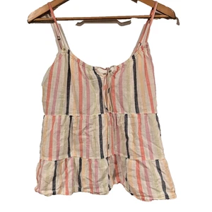 Old Navy Gr. M Tanktop mehrfarbig pastell Streifen verstellbare Träger Leinenmischung - Bild 1 von 4