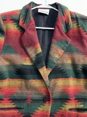 Винтажный Stringbean ацтеков ранчо пальто женщин большой красный куртка навахо Мэн США - Изображение 1 из 4