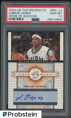 2003-04 UD UD Top Prospects Signs Of Success LeBron James RC Rookie AUTO PSA 10 - Image 1 of 2