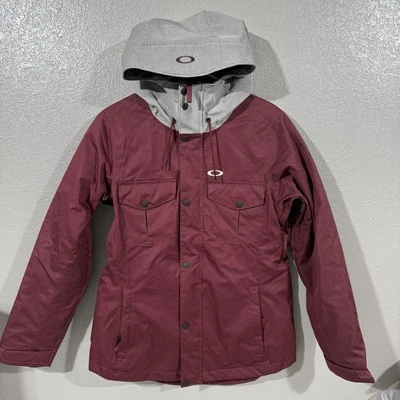 Oakley Charlie BZI Jacket Burgundy Hooded Winter Women's S Skiing Snowboard Coat - Image 1 of 4