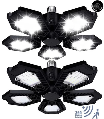 Paquete de 2 luces LED de garaje, sensor de movimiento 150W 15000LM ultra brillante acción de movimiento... Foto 1 de 4