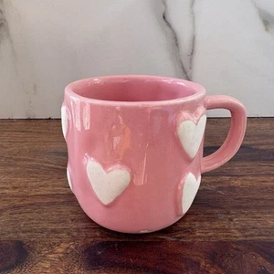 Pink Heart Mug – Handmade Ceramic Coffee Cup Cute Gift for Her, Valentine’s Day - Picture 1 of 6