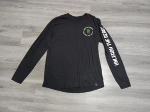 Monster Energy T Shirt Mens L Black Graphic Logo Long Sleeve Unleash The Beast - Picture 1 of 6