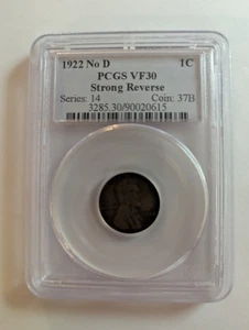 Centavo de trigo Lincoln 1922 Nº D reverso fuerte 1C graduación profesional VF30 - Imagen 1 de 4