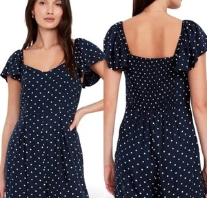 GAP OLD NAVY XL NAVY POLKA DOT FLUTTERED SLEEVE JUMPSUIT SMOCKED BACK - Picture 1 of 20