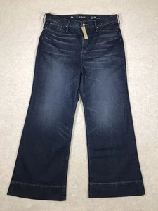 J Crew Jeans '96 Denim Trouser Women 35 (41X31) High Rise Wide Leg Dark Wash NWT - Picture 1 of 17