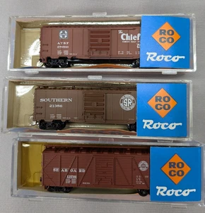 N scale ROCO, 3 x 40' Boxcars SOUTHERN, ATSF, SEABOARD (1) knuckle coupler - Picture 1 of 9