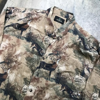 RedHead Vintage Button Up Shirt Mens 2XLT All Over Print Deer Buck Long Sleeve - Image 1 of 4