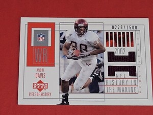 Andre Davis 2002 Upper Deck Piece of History Rookie Jersey Relic #0228 /1500 NFL