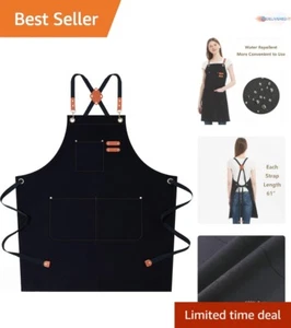 Water Repellent Canvas Apron with Large Pockets for Cooking Gardening Bar - Picture 1 of 10