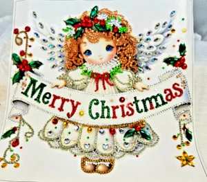 Frohe Weihnachten Engel Diamond Art Painting - fertig - mit Schmucksteinen besetzte Details - Bild 1 von 12