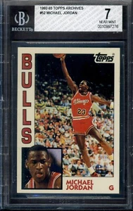 1992 Topps Archives #52 Michael Jordan BGS 7 quasi nuovo *Chicago Bulls* - Foto 1 di 2
