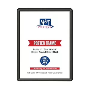 Snap Poster Frame Aluminum Front Loading Wall Mounting 18x24 Black Round Corner - Picture 1 of 11