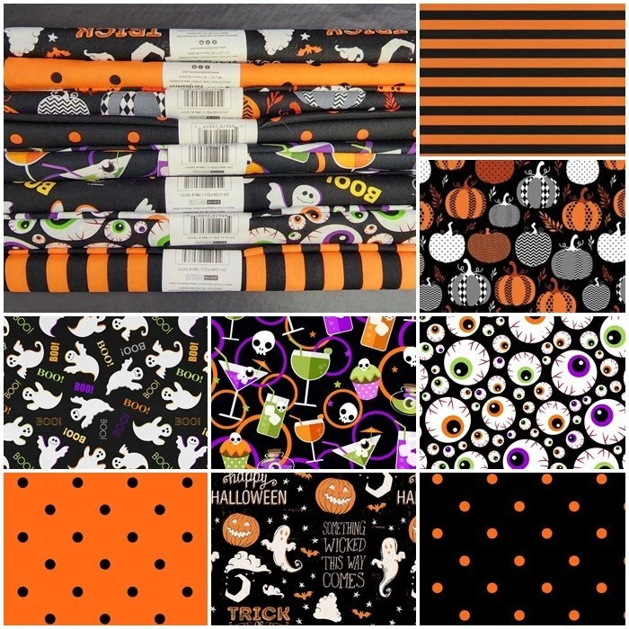 David Textiles Halloween Design Fat Quarters 18" x 21" 100% Cotton Fabric - Image 1 of 1
