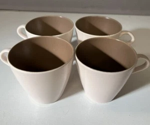 Vintage Poole Pottery Cups Twintone "Mushroom & Sepia" Design X 4 - Picture 1 of 8