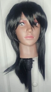Tomioka Giyu Wig Demon Slayer Black Ponytail Anime Cosplay Costume Halloween NEW - Picture 1 of 5