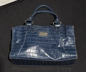 Cross Blue Leather Handbag Reptile Print - Picture 1 of 15
