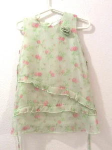 Youngland Toddler Girls Spring Summer Dress Green Pink Floral Size 2T - Picture 1 of 7