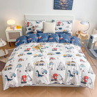 Dinosaur Kids Duvet Cover Set Twin, 100% Cotton Dino Truck Car Bedding Set for B