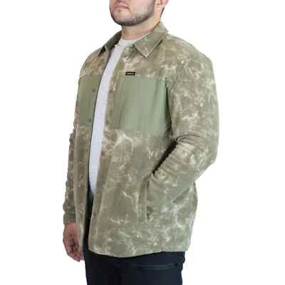 NUEVO Gillz Hombres XL Media Luna Playa Frente a Presión Vellón Camisa Chaqueta Cazadora Verde Camuflaje Foto 1 de 4