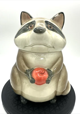 1979 Fitz & Floyd Apple Raccoon Cookie Jar Ceramic Stoneware Japan - Image 1 of 4
