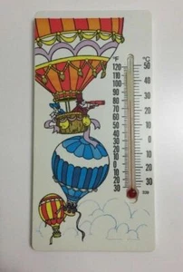 Vintage 1982 Artline Thermometer Weather Temperature Plastic Hot Air Balloons - Picture 1 of 12