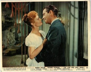 The Law and Jake Wade Original Lobby Card Robert Taylor Patricia Owens embrace