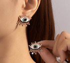 Evil Eye Rhinestone Detailing Gold Tone Post Earrings brand new