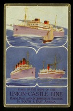 Original Vintage Ship Advertising Postcard ~Union-Castle Line ~South&East Africa
