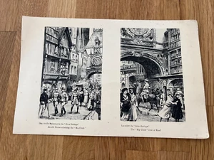 1917 rouen in war time print - soldiers by the big clock & view of the roof - Picture 1 of 3