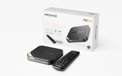 Amiko A11 Green Plus 4K Android OTT Media Streamer MYTV 3 Remote Control BT - Image 1 of 4