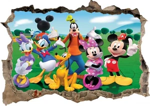 Mickey Minnie Mouse Clubhouse 3d Smashed Wall View Sticker Poster Vinyl 6-8/3 - Picture 1 of 1
