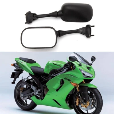 Espejos retrovisores laterales negros para motocicleta Kawasaki Ninja ZX6R ZX6 ZX10R IA Foto 1 de 4